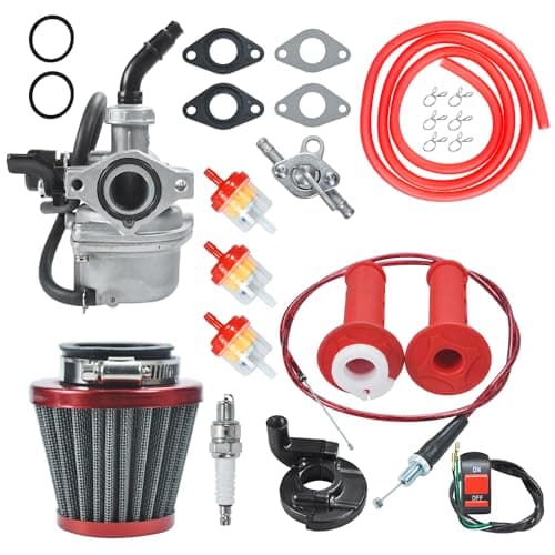 HOLATO PZ19 Carburetor Carb Air Filter Throttle Handle Grips Cable for 50cc 70cc 90cc 110cc 125cc Tao Tao GK110 Baja SSR Apollo Coolster Chinese Four Wheeler ATV Go Kart CRF50 XL70 Dirt Pit Bike Red