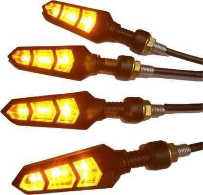 Autozap Bike Indicators 6 LED KTM Style Sleek Bike LED Indicators Turn Signal Lights Bulb Blinkers Front Rear Compatible for Motorbike (Amber, Set of 4 PCs)