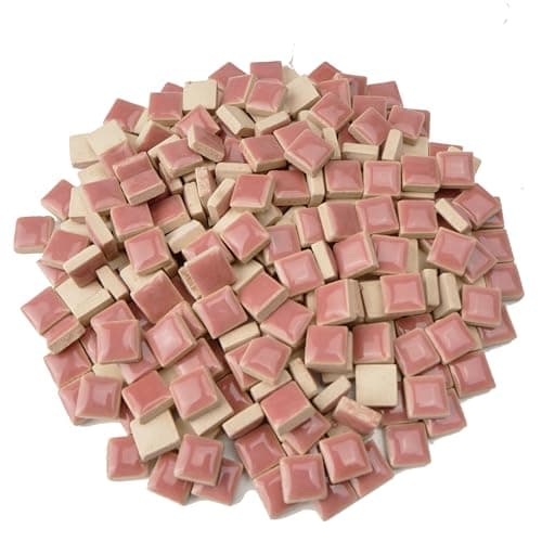 Samjobroad Dusty Rose Square Ceramic Mosaic Tiles 12x12 mm Glazed Porcelain Mosaic Pieces Ceramic Tiles for Mosaics Crafts DIY Art Projects Home Decor 300g200PCS