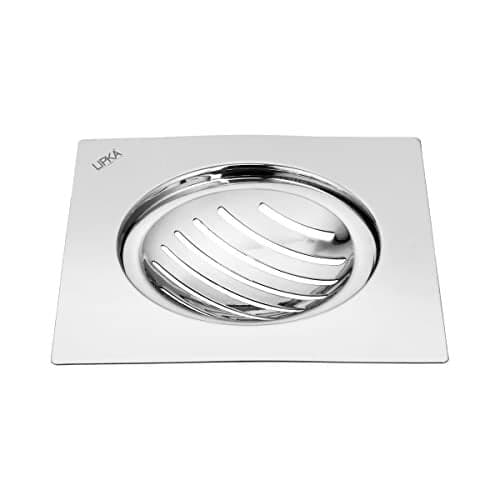LIPKA Eon Square Flat Cut with Classic Jali Floor Drain |Premium Stainless Steel |6 x 6 Inches|