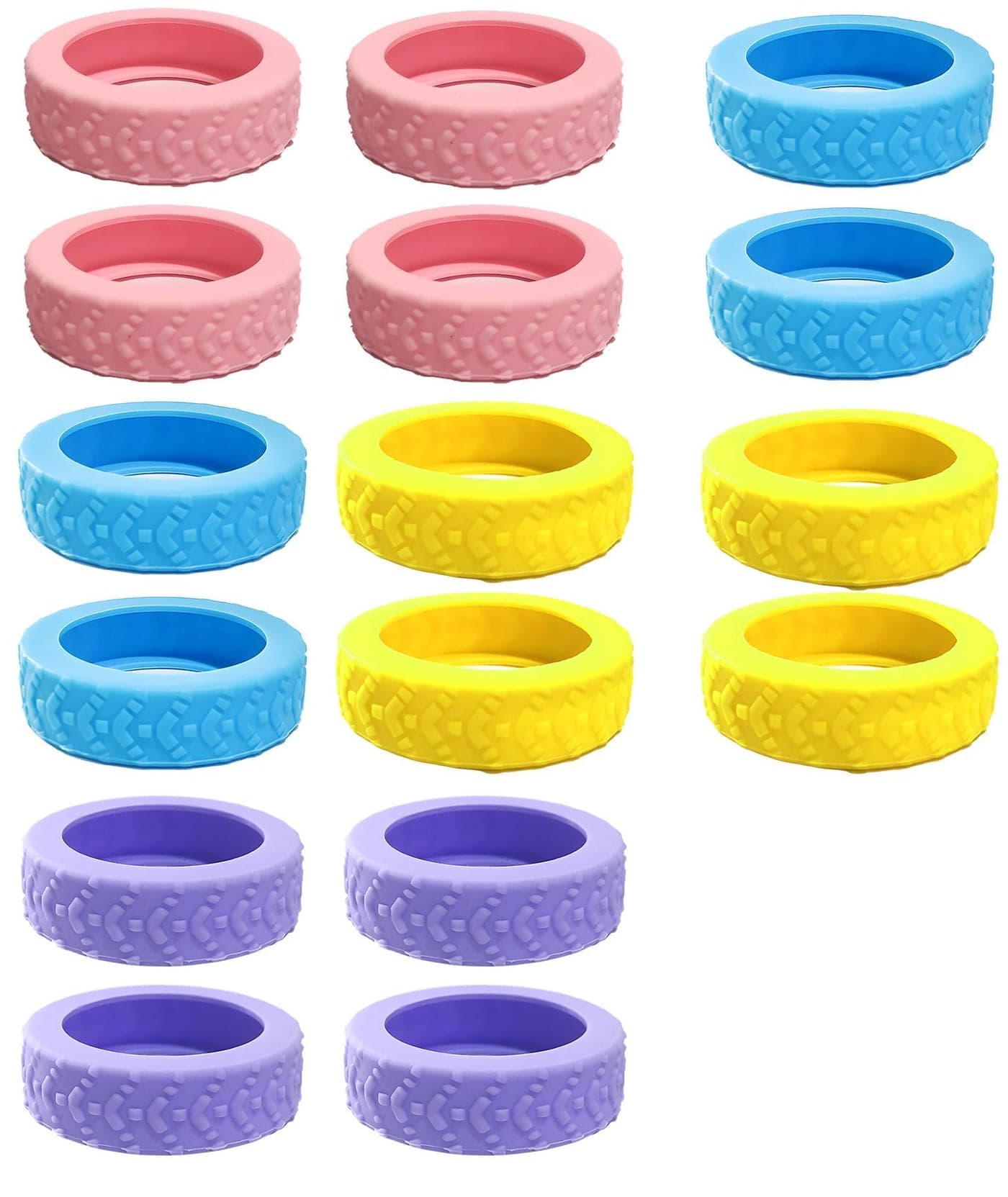 AGMITRAKA Trolley Suitcase Wheel Protectors 16PCS Durable Bag Covers for Trolley Suitcase Universal Fit Cover Luggage Guards Spinner Wheels for Shockproof (16) Pink/Blue/Yellow/Purple.