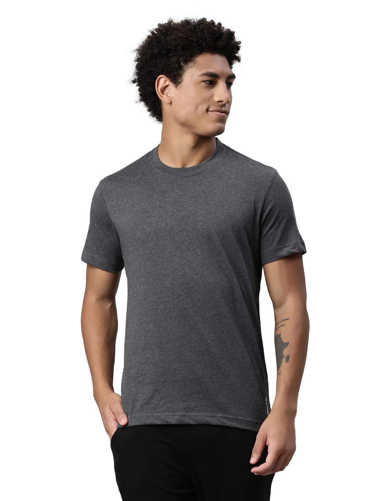 Levi's Men's Cotton Plain Regular Fit T-Shirt (PR679713_Dark Grey Melange S)