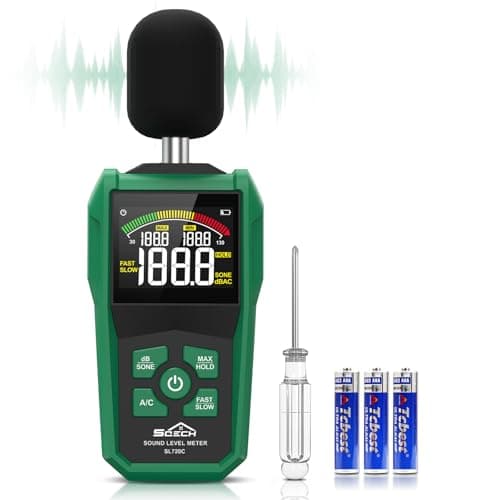 SQECH Decibel Meter, Digital Sound Level Meter with LCD Color Screen,Portable SPL Meter Range 30-130dB with A/C Weighted,MAX/MIN,Data Hold,dB/SONE Unit,FAST/SLOW Response,for Home/Office/Factories