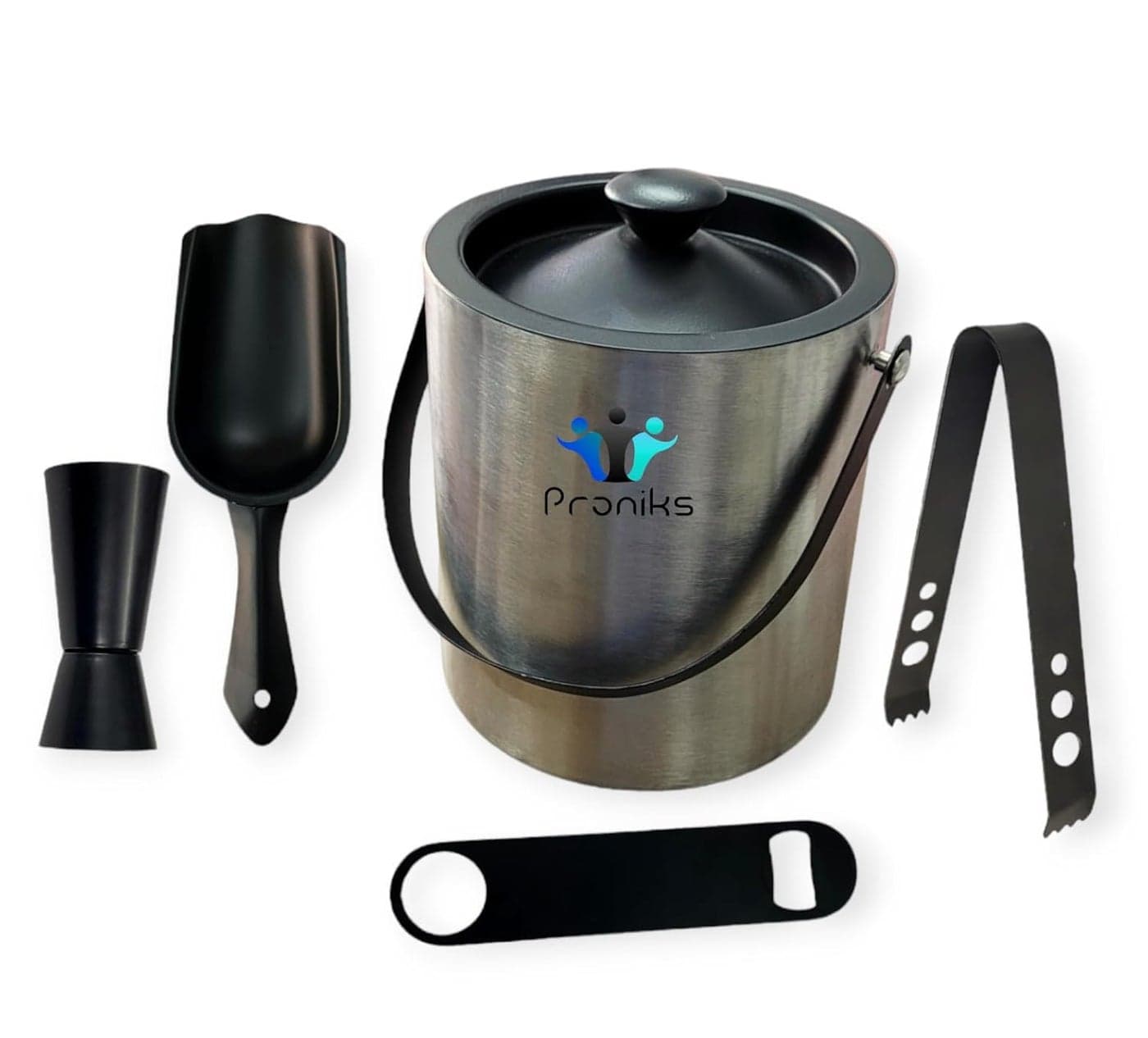 Proniks Stainless Steel Insulated Ice Bucket with Opener and Ice Tong and peg Measure and 15Liter Keeps Ice Cold for 6h Great bar Tools for Home bar AccessoriesMini barWine in Multi Colour