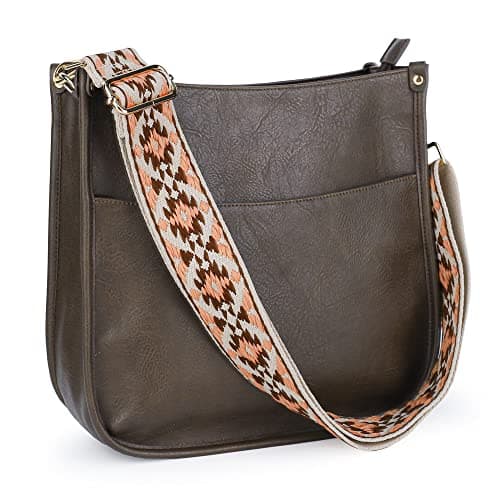 Viva Terry Vegan Leather Crossbody Fashion Shoulder Bag Purse with Adjustable Strap (Deep Grey)
