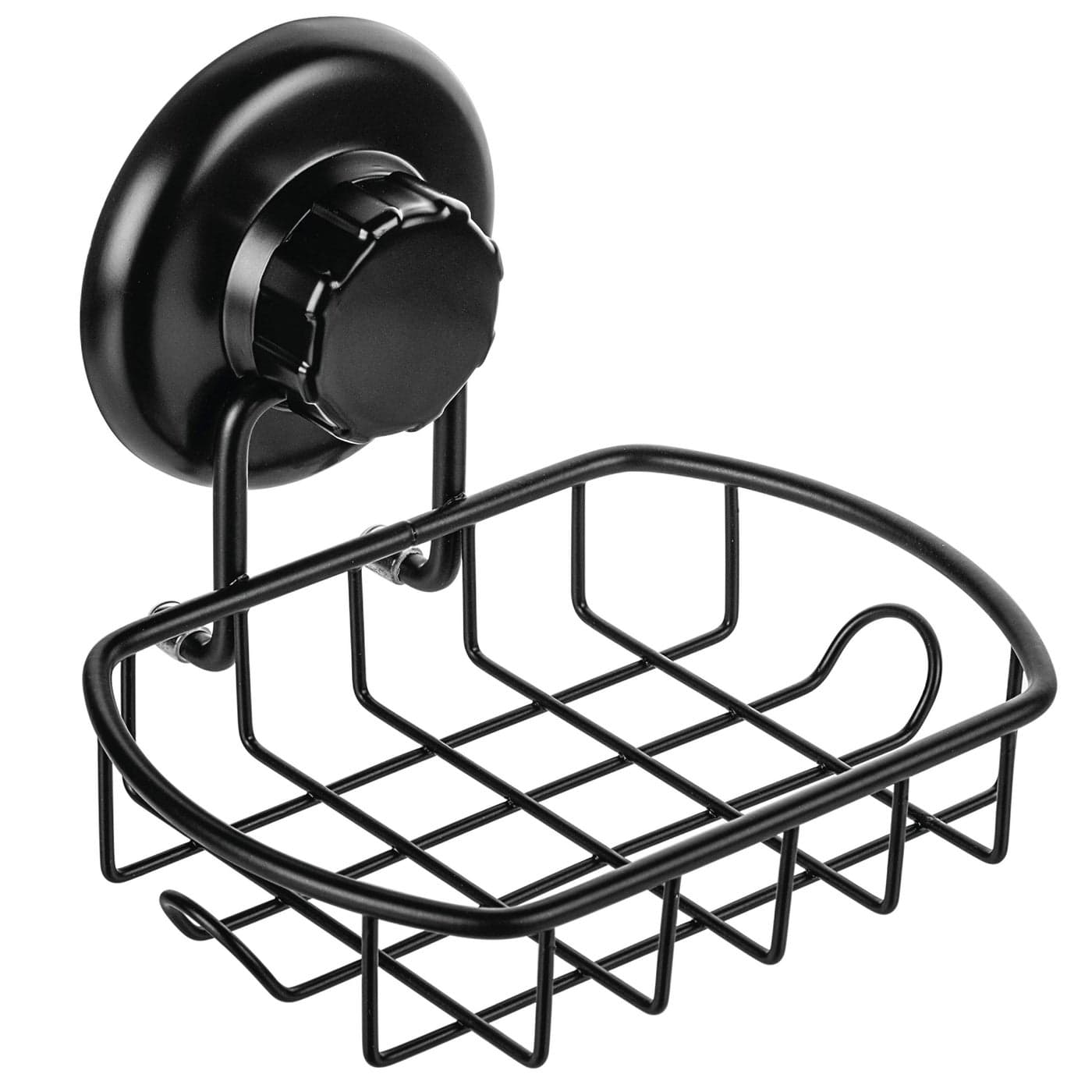 HASKO accessories Suction Soap Dish with Hooks Super Powerful Vacuum Suction Cup Shower Soap Holder Rustproof Stainless Steel SS304 Soap Basket Sponge Holder for Bathroom Kitchen Black