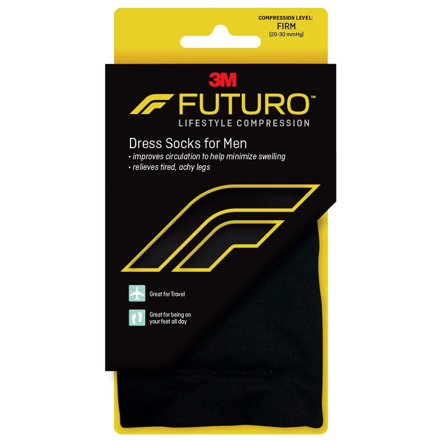 FUTURO Dress Socks for Men Medium Black Firm 2030 mmHg