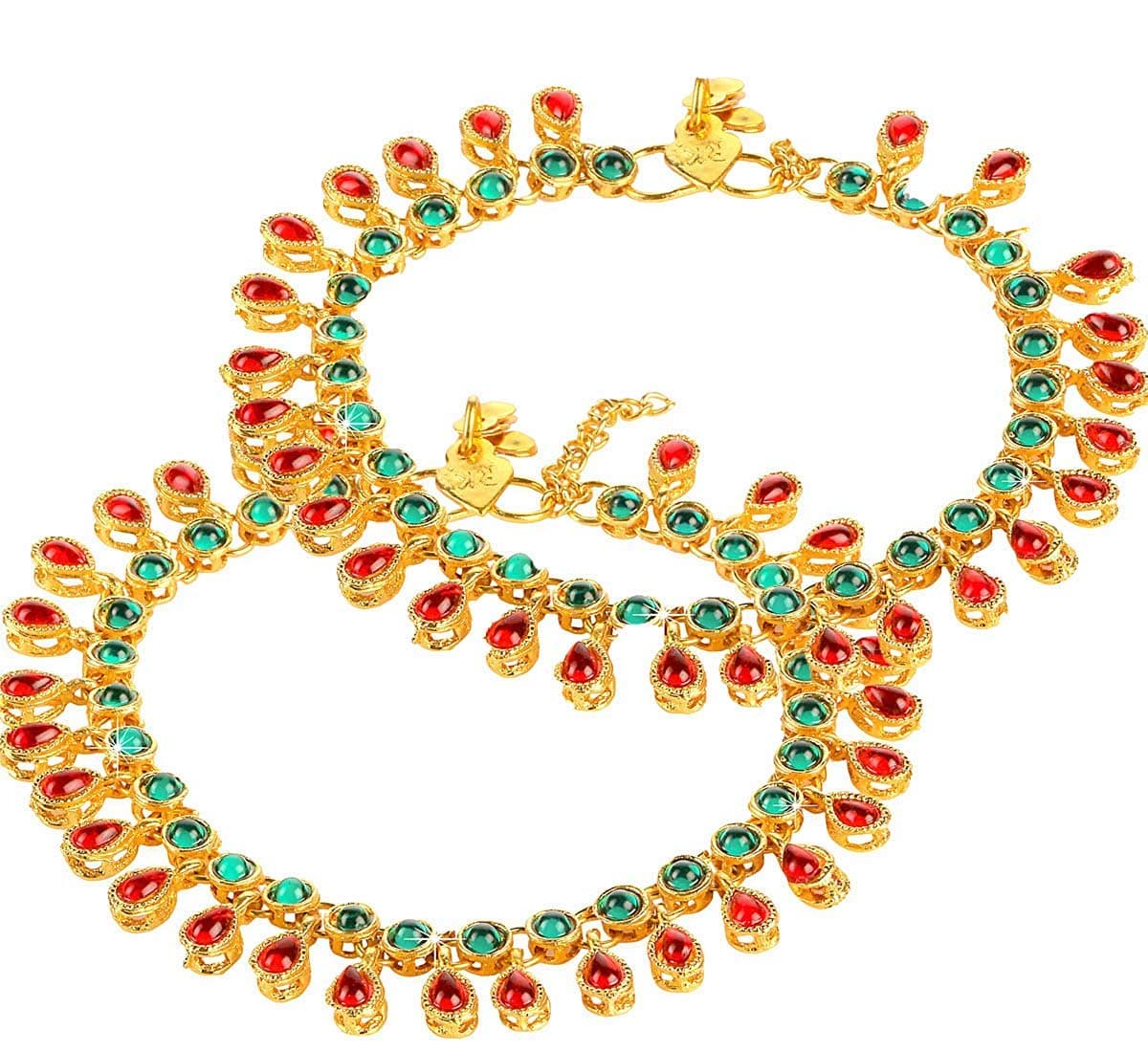 I Jewels Traditional Gold Plated Kundan Payal Anklets Jewellery for Women & Girls (A031MG)