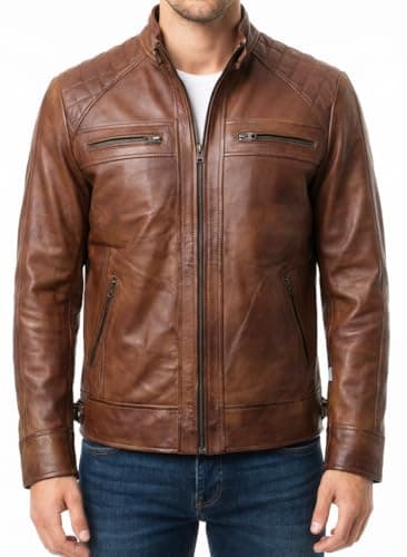 Mens Black Genuine Lambskin Leather Biker Jacket VINTAGE REAL MOTORCYCLE JACKETS FOR MEN US Alpha XLarge Regular Regular UTAN