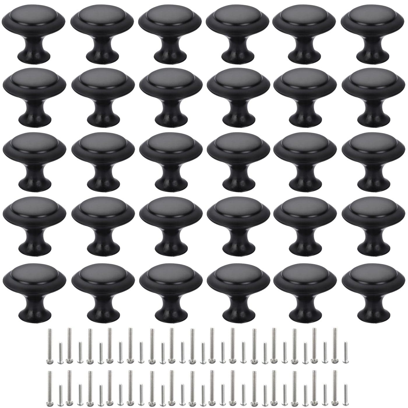 Cabinet Knobs 30 PCS 30mm Dresser Knobs Premium Drawer Knobs Metal Furniture Handles Black Zinc Door Knobs for Closet 116 Inch Diameter Round Drawer Pulls Kitchen Knob Hardware with Screws DIY