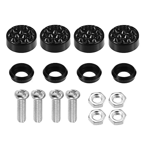 X AUTOHAUX 1 Set Bling Car License Plate Fasteners Screws Caps Covers Black Universal Rhinestone License Plate Bolt Cap Plastic Washer