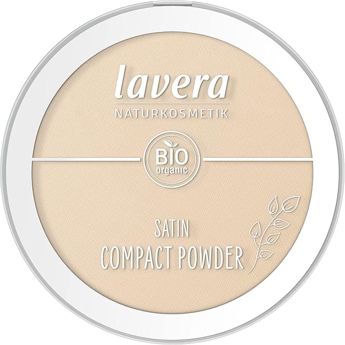 lavera Satin Compact Powder Medium 02 nude Organic Almond Oil Organic Rice Powder Vegan Mattifying LongLasting Velvety Texture 1 x 95g