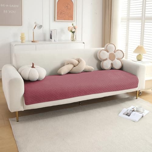 HOKIPO Polyester Quilted Sofa Cover Mats For L Shape And 1/2/3 Seater Sofa. Make Your Own Sofa Cover Set, Mat Length 90(D) X 170(L) Cm, Mauve Pink (In-723-Pch)