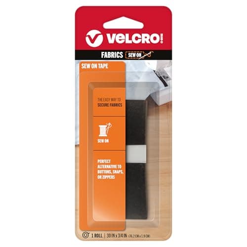 VELCRO Brand 90029 For Fabrics Sew On Fabric Tape for Alterations and Hemming No Ironing or Gluing Ideal Substitute for Snaps and Buttons Tape 30in x 34in Black