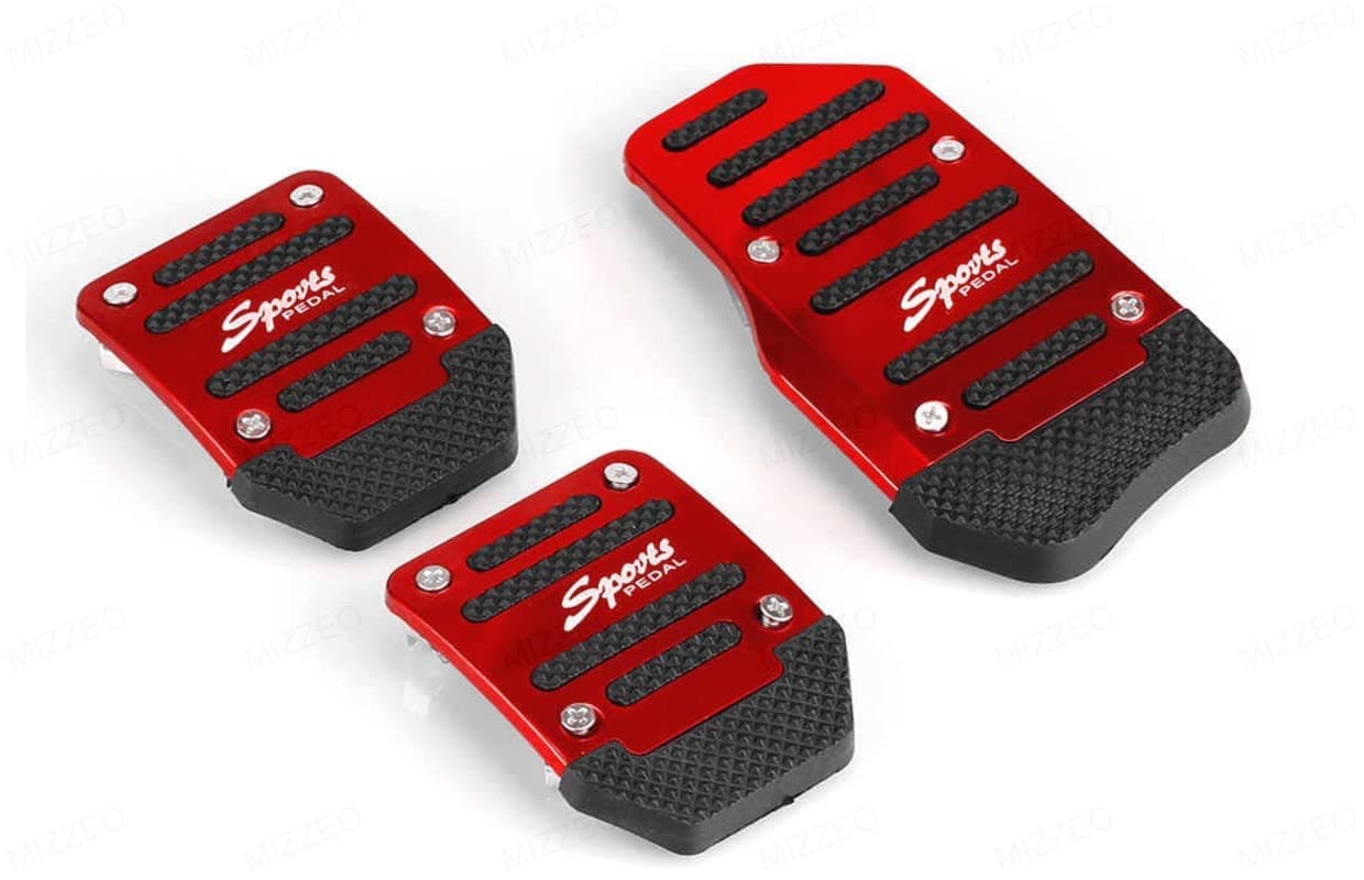 MIZZEO Vehicle Sports Accelerator Brake Clutch Pedal Cover (Pack of 3) Red Compatible with Toyota Innova (Type-III) 2012-2013