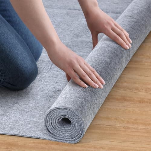 Nuanchu Felt Rug Pad 9x12 Feet, 1/4 Inch Thick Carpet Padding for Hardwood Floors, Grey Under Rug Protector, Floor Cushioning Mat Compatible Grip Underlay