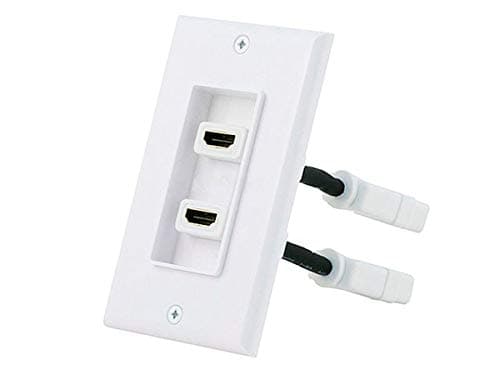 Monoprice Two-Piece Inset Wall Plate with 4 Inch Built-in Flexible High Speed HDMI Cable With Ethernet - Dual Port (2P)