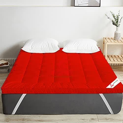 ACHIR 2500 GSM Microfiber Finest Imported Super Soft Mattress Topper/Padding Large California King, 78"x84" (Red, 6.5 ft x 7ft)