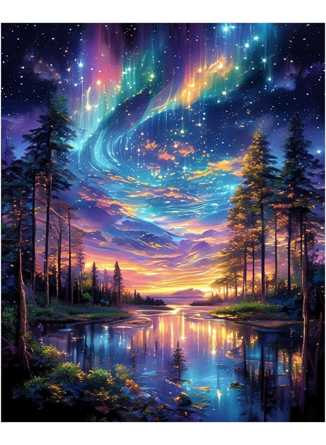Starry Night Paint by Numbers Kit for Adults, DIY Oil Painting on Canvas, Beginner Friendly Wall Art Decor and Relaxing Gift, 16x20 Inch