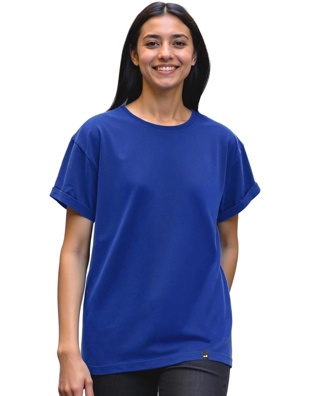 Bewakoof Women's Solid Boyfriend T-Shirt_596709_Blue_M