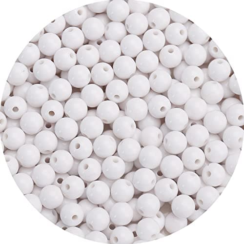 BONNY BOXX 1000PCs 6MM Smooth White Acrylic Round Beads Plastic Resin Bubblegum Balls Chunky Gumball Beads for Necklace and Bracelet Making Crafting Supplies