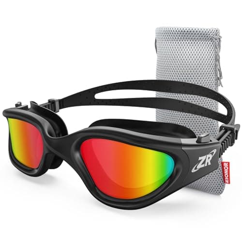 ZIONOR Swim Goggles, G1 Polarized Swimming Goggles UV Protection Leakproof Anti-fog Adjustable Strap for Adult Men Women (Polarized Mirror Red Lens)