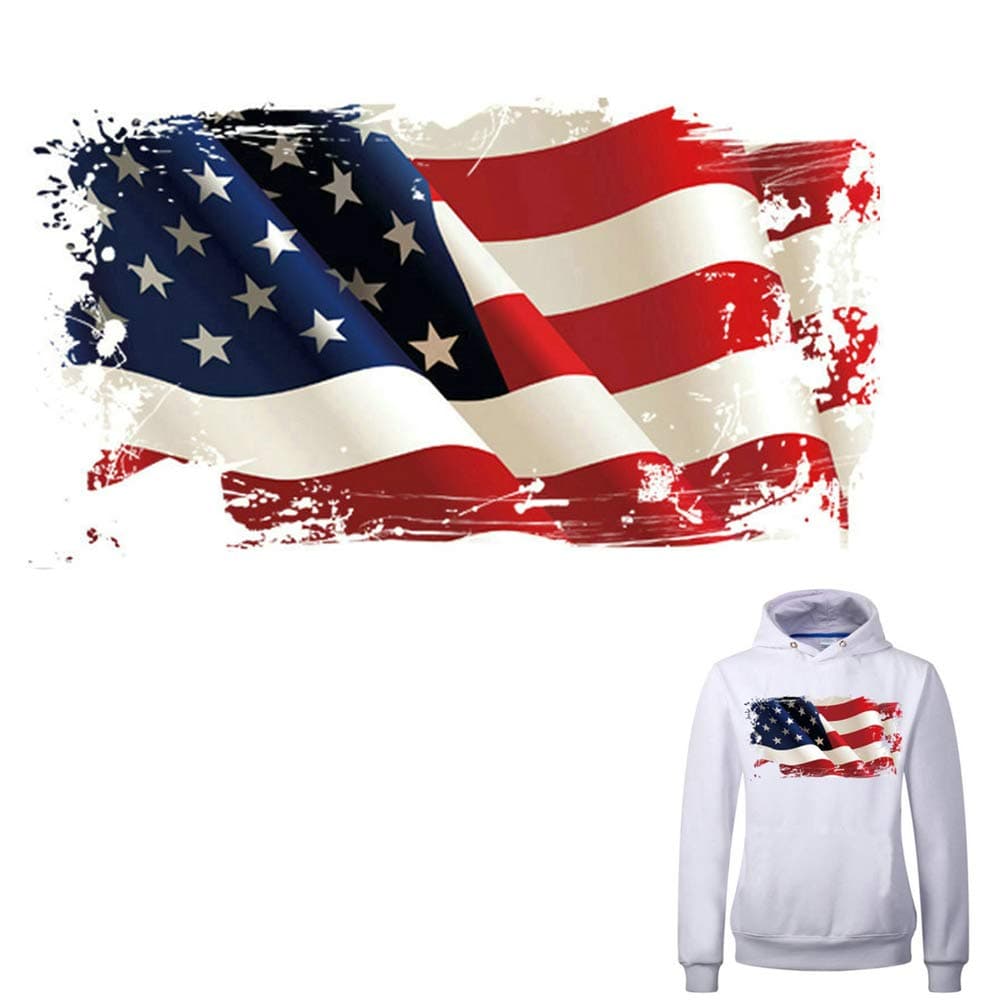 American Flag Iron on Patch Heat Transfer Stickers for Jackets Jeans TShirt Clothing Decorations Women Men Kids Large Patch Decal