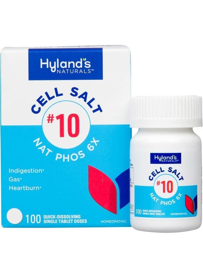 No.10 Cell Salt NAT Phos 6X Tablets, Natural Relief of Heartburn, Gas, and Indigestion, Quick Dissolving Tablets, 100 Count