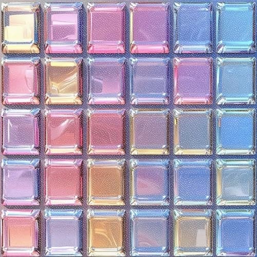 HOMETITUTE 10PCS 12x12 Inch Iridescent Pink Blue Gem Look Floor Tiles Peel and Stick Removable Self Adhesive DIY Vinyl Flooring Stickers for Kitchen Bathroom Living Room Entryway Home Decora