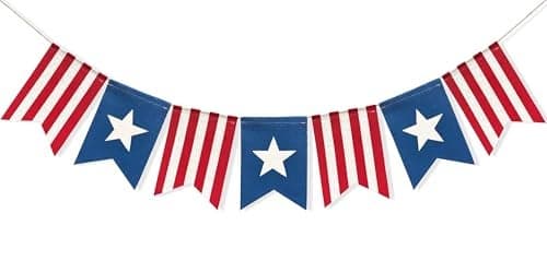 Uniwish American Flag Bunting Banner 4th of July Decorations Patriotic Stars and Stripes American Independence Day Indoor Outdoor Hanging Sign