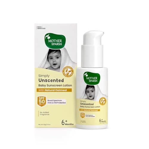 Unscented Mineral Baby Sunscreen SPF 50 Safe Sun Protection by Mother Sparsh
