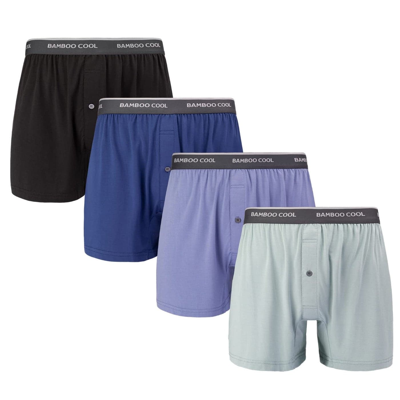 BAMBOO COOL Mens Boxer ShortsBreathable knit Boxers UnderwearRelaxed Fit Stretch Boxers 4 Pack
