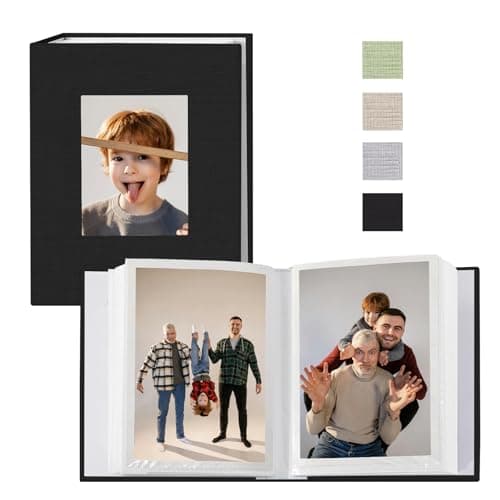 Photo Albums 4x6 Pictures Polaroid Photos Album Book Photo Book Small Linen Cover Photo Album 50 Page Holds 100 Pictures Photobook for Valentines Day Anniversary Vacations Wedding Baby Black