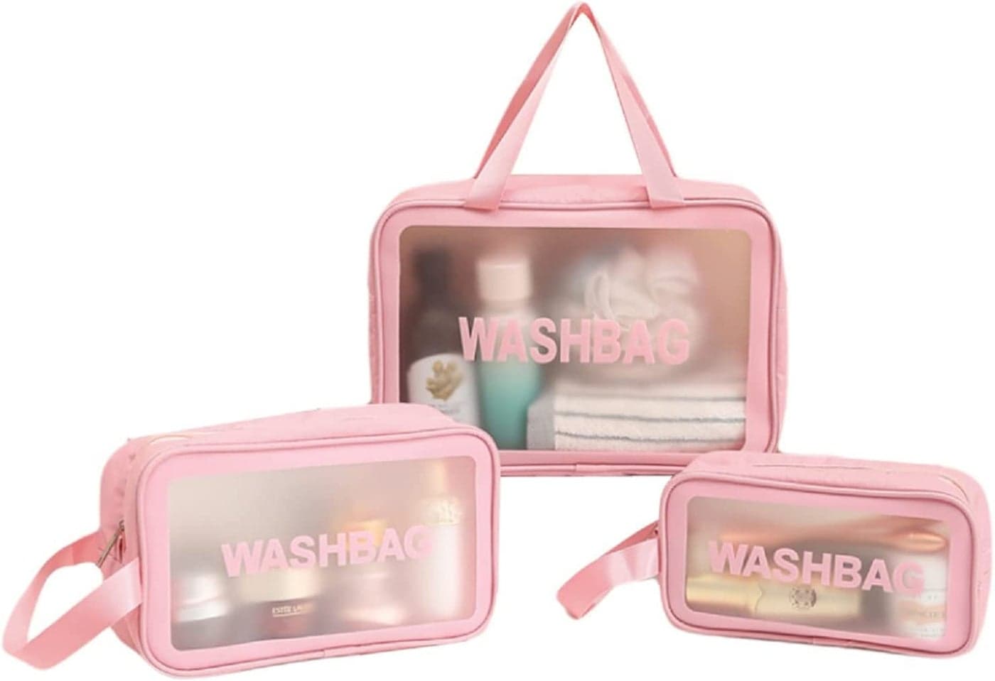 Homeistic Applience Cosmetic Organizer Bag Makeup Pouch for Women Travel Toiletry Bag for Cosmetics Brushes Accessories Waterproof Zippered Toiletry Bag for Cosmetic Bag 3 Pcs Wash Bag