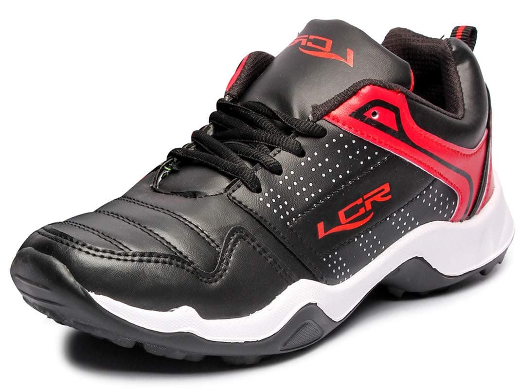 Lancer Mens INDUS-251 Black Red Running Shoe - 8 UK (INDUS-251BLK-RED-8)