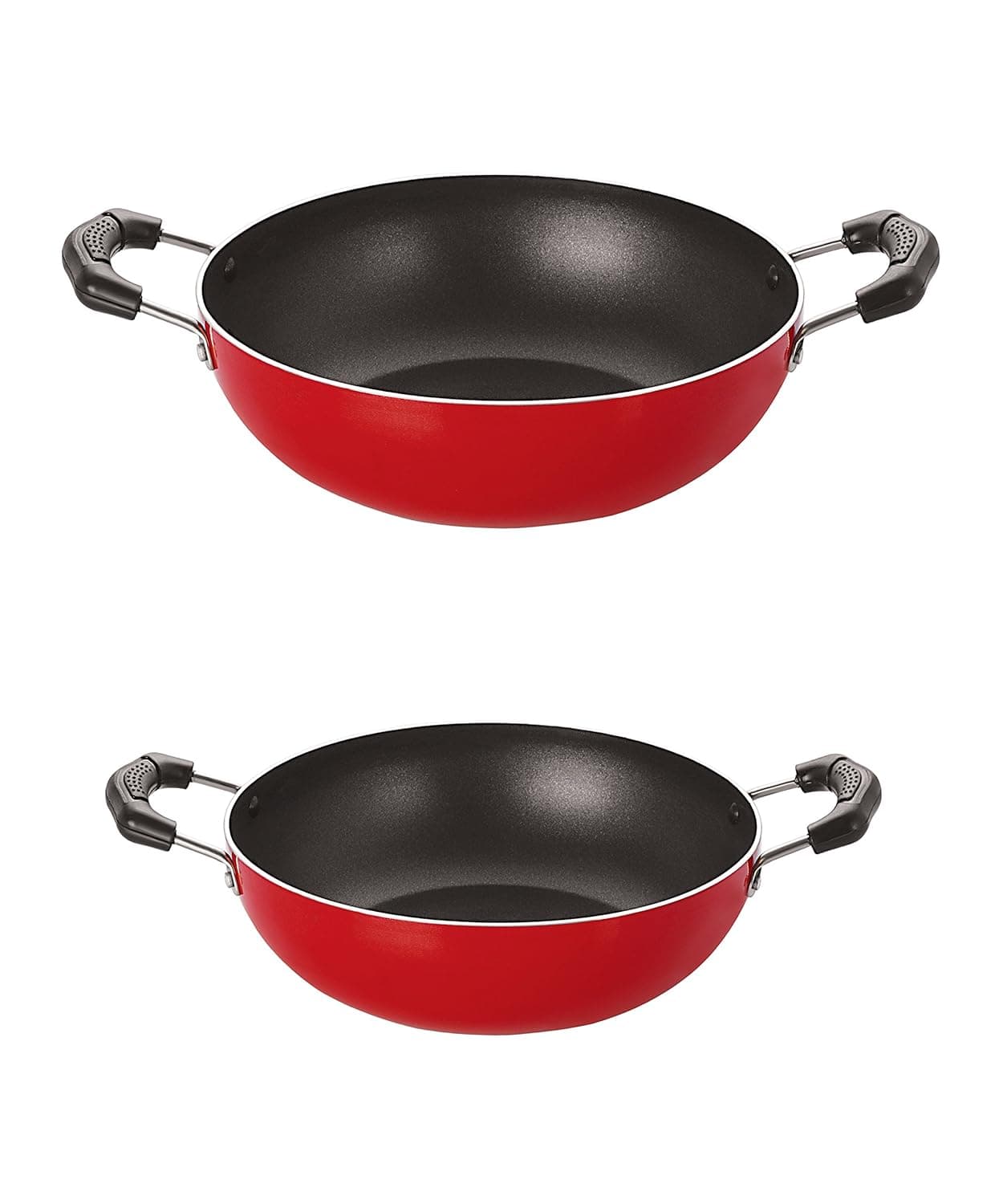Nirlon Non-Stick Gas Compatible Dishwasher Safe Kadhai Combo Set with Bakelite Handle, 2.6mm_KD11_KD14