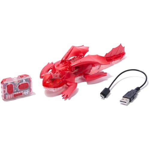 HEX Bots Remote Control Dragon, Rechargeable Robot Dragon Toys for Kids, Adjustable Robotic Dragon Figure Toys for Boys & Girls Ages 4 & Up, Red