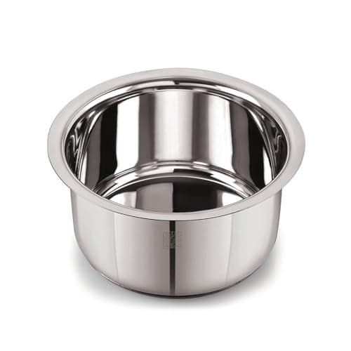 Earthy Fables Stainless Steel Heavy Bottom Tope/Patila/Bhogona/Tapia for Milk, Boiling, Better Nutrition & Heat Distribution, Uses Less Oil & Gas, Stove & Induction Bottom, 22 cm, 4.5L