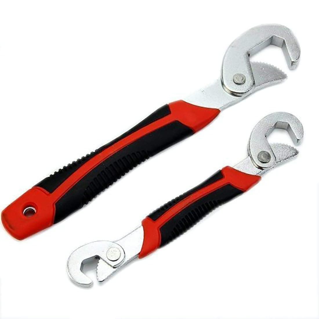ONISHOMES Multifunction Stainless Steel Socket Adjustable Universal Multi Function Wrench Spanner Set Tools Snap and Grip Open End Snap N Grip Tool Spanner Tool Kit Black and Red Pack of 2