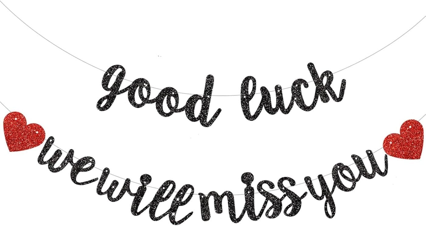 BEISHIDA Black Good Luck We Will Miss You BannerPreStrung Glitter Retirement Party Sign GarlandGoing Away Farewell Party Decorations Graduation Party Supplies No DIY