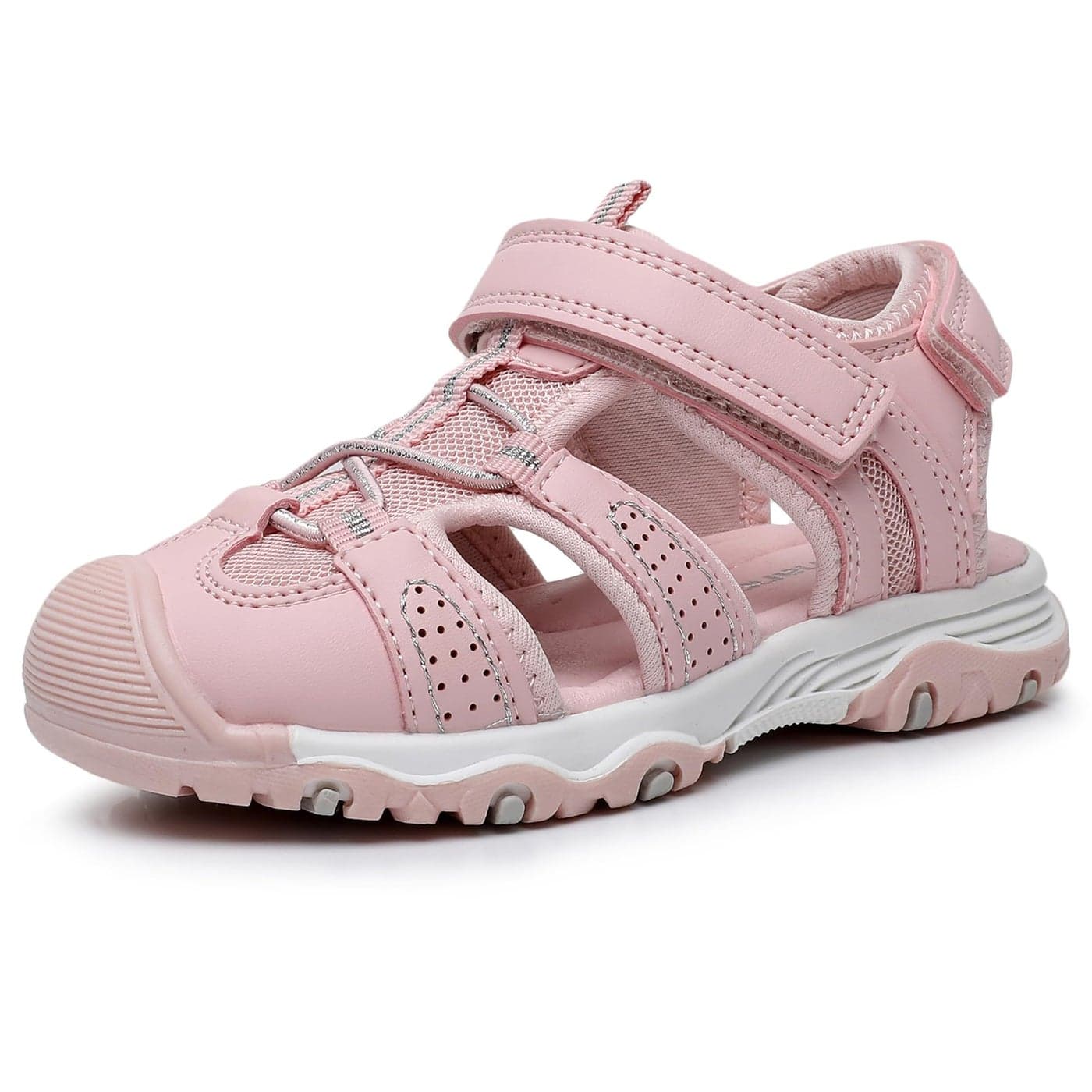 Ahannie Toddler Sandals Girls Sandals Kids Closed Toe Water Sport Outdoor Summer Beach Shoes with Hook LoopPink11