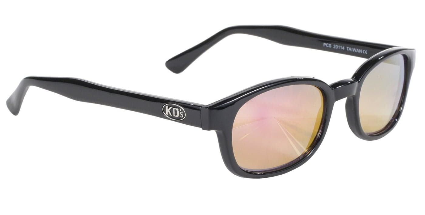 Pacific Coast Original KD's Biker Sunglasses (Black Frame/Clear Colored Mirror Lens)