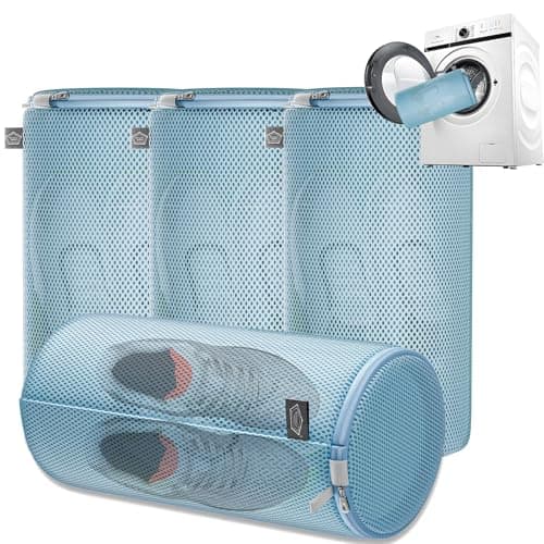 Kimmama Shoe Washing Machine Bag Shoe Bag for Washing Machine Mesh Laundry Bags for Sneakers Footwear Trainers Slippers Blue Sandwish Net 8x15