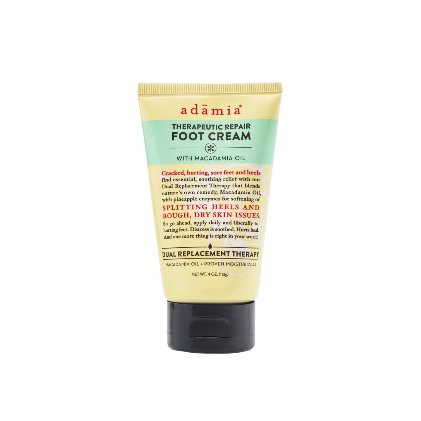 Adamia Therapeutic Repair Foot Cream with Macadamia Nut Oil and Promega7 4 Ounce Tube Fragrance Free Paraben Free Non GMO
