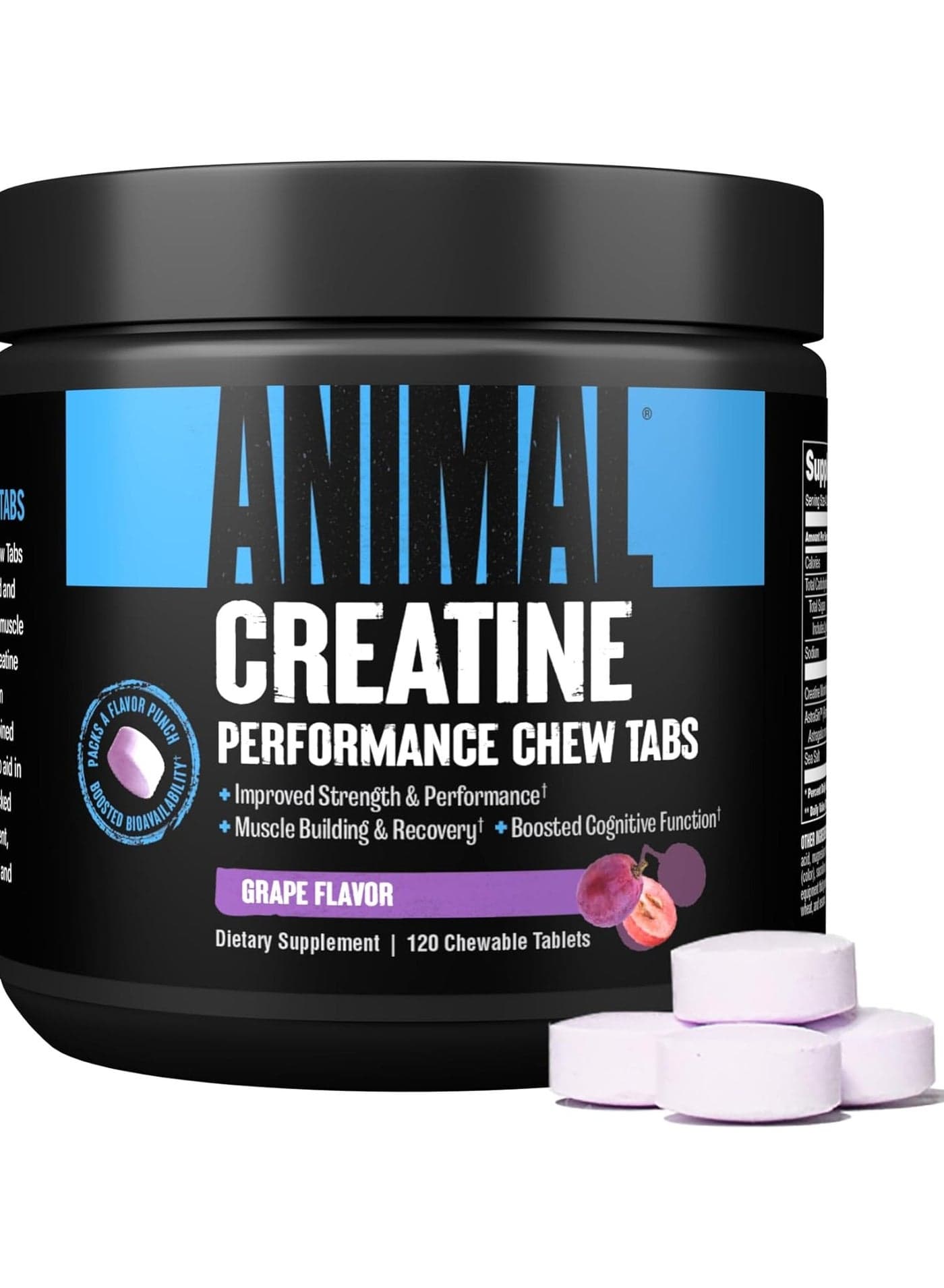 Animal Creatine PERFORMANCE CHEW TABS, Grape Flavor - 120 Chewable Tablets