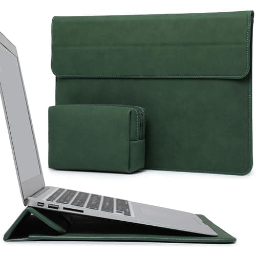 HYZUO 15 Inch Laptop Sleeve Case with Stand for MacBook Air 15 M4 A3241 M3 A3114 M2 A2941 2025-2023, 15" Surface Laptop 7/6/5/4, MacBook Pro 15 A1990 A1707 2019-2016, with Pouch, Midnight Green
