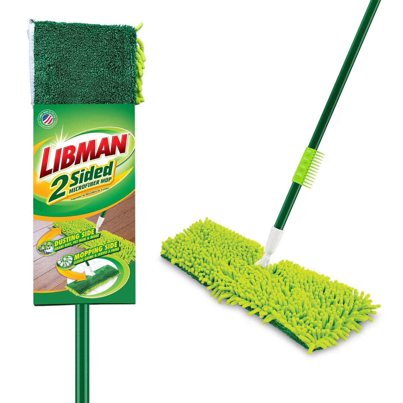 Libman 18 2Sided Microfiber Dust Mop Hardwood Floor Mop Hard Surface Floor Duster Microfiber Fingers Flat Mop 360 Degree Swivel Head 49 Long Handle Dust and Mop Set