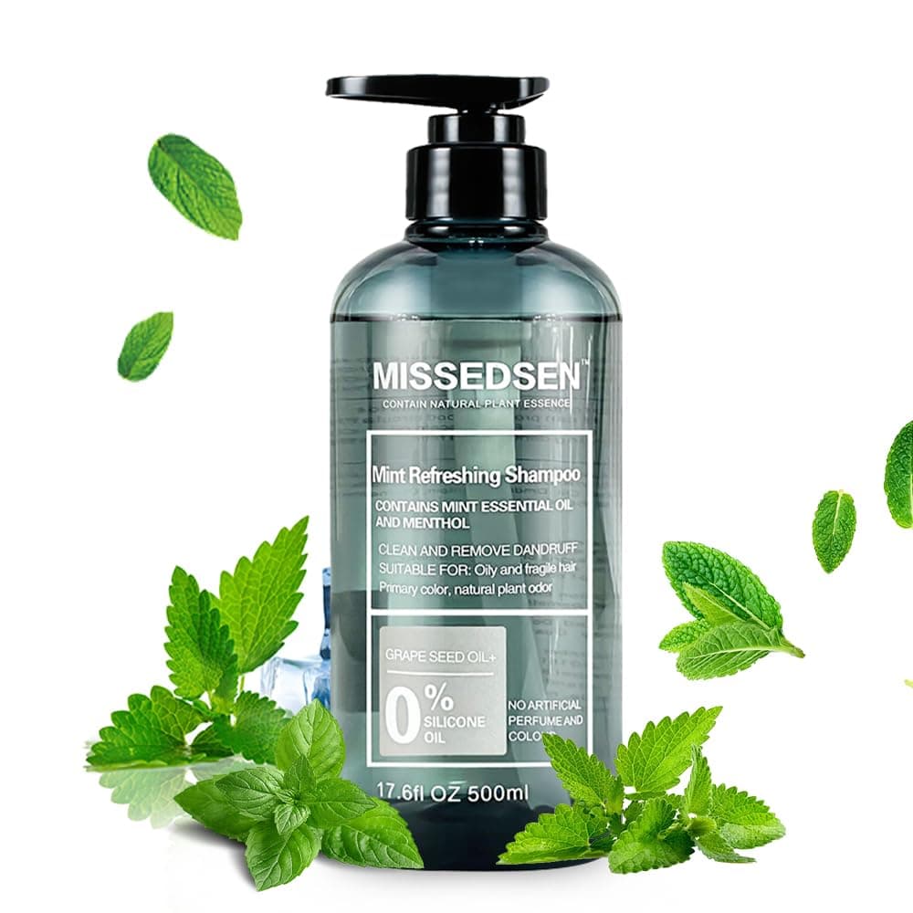 Mens Shampoo for Organic Mint Shampoo for Straight Curly Thick or Thin Hair Deep Cleansing Nourishing and Strengthening Invigorating Scent 176FLOZ 500ML