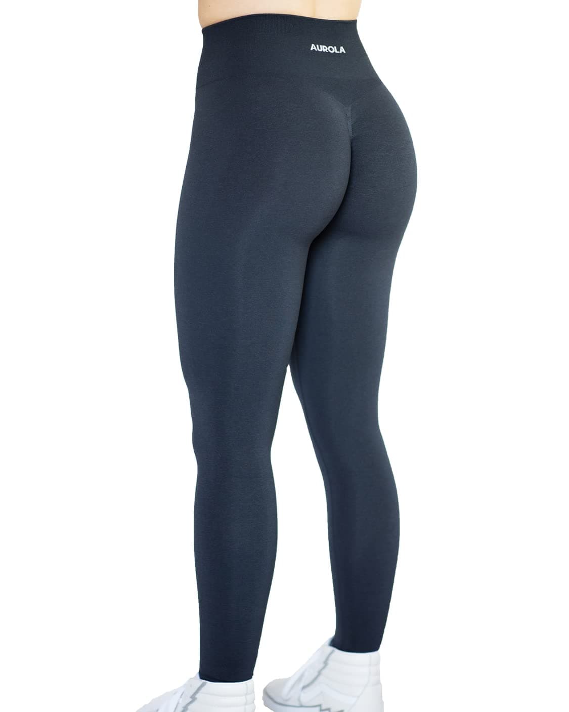 Seamless Scrunch Legging Women Yoga Pants 7/8 Tummy Control Workout Running for Workout Fitness Sport Active Ankle Legging-25'' (S, Black Marl)