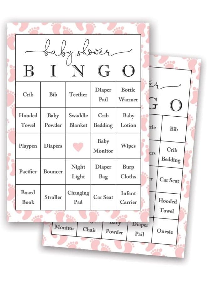 InvitationHouse Pink Baby Feet Baby Shower Bingo Cards - Prefilled - Set of 24
